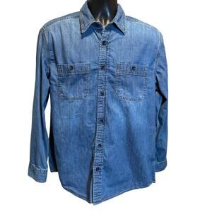 LL Bean Men’s Size M Button Up Denim Jean Shirt Traditional Fit